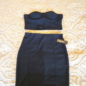 Bandage two-piece skirt set